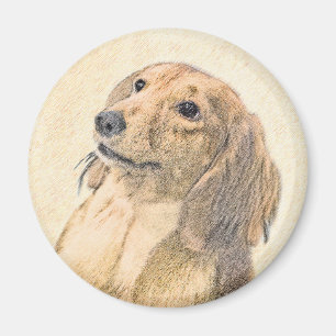 Dackel (langhaarige Malerei) - Originale Hundekuns Magnet