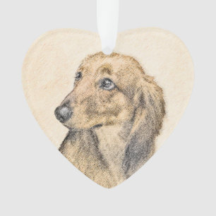 Dackel (langhaarige Malerei) - Originale Hundekuns Ornament