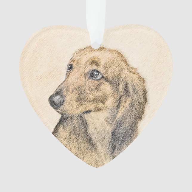 Dackel (langhaarige Malerei) - Originale Hundekuns Ornament (Vorderseite)