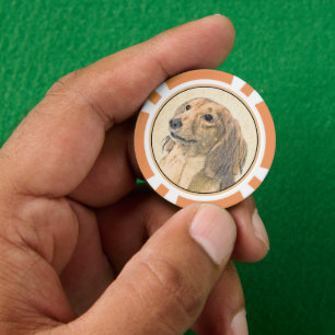 Dackel (langhaarige Malerei) - Originale Hundekuns Pokerchips