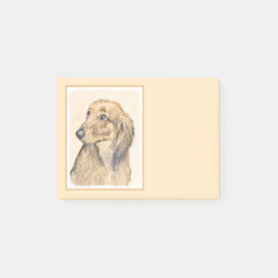 Dackel (langhaarige Malerei) - Originale Hundekuns Post-it Klebezettel