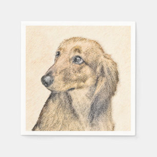 Dackel (langhaarige Malerei) - Originale Hundekuns Serviette