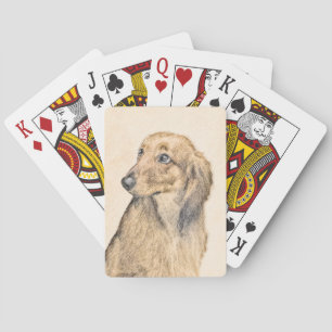 Dackel (langhaarige Malerei) - Originale Hundekuns Spielkarten