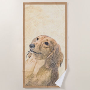 Dackel (langhaarige Malerei) - Originale Hundekuns Strandtuch