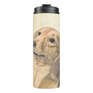 Dackel (langhaarige Malerei) - Originale Hundekuns Thermosbecher