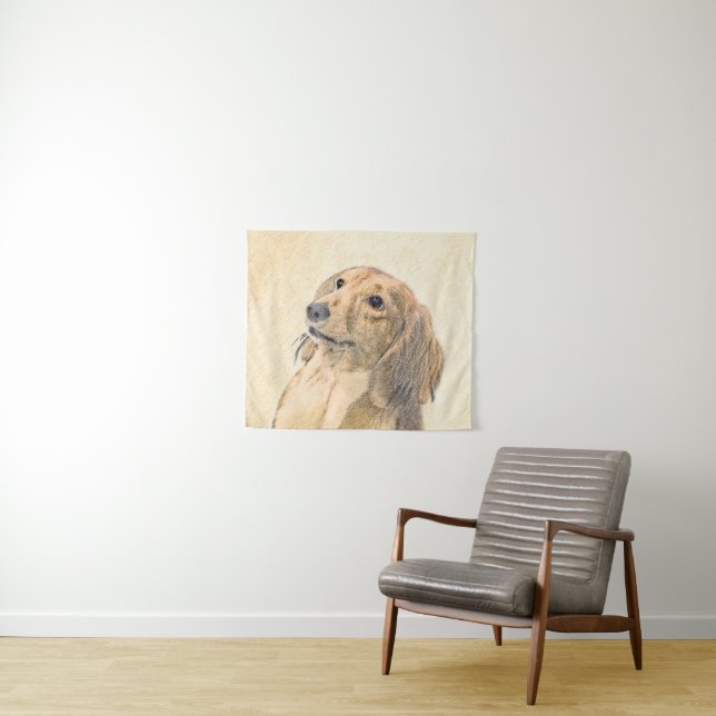 Dackel (langhaarige Malerei) - Originale Hundekuns Wandteppich (Beispiel (Horizontal))