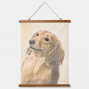 Dackel (langhaarige Malerei) - Originale Hundekuns Wandteppich Mit Holzrahmen