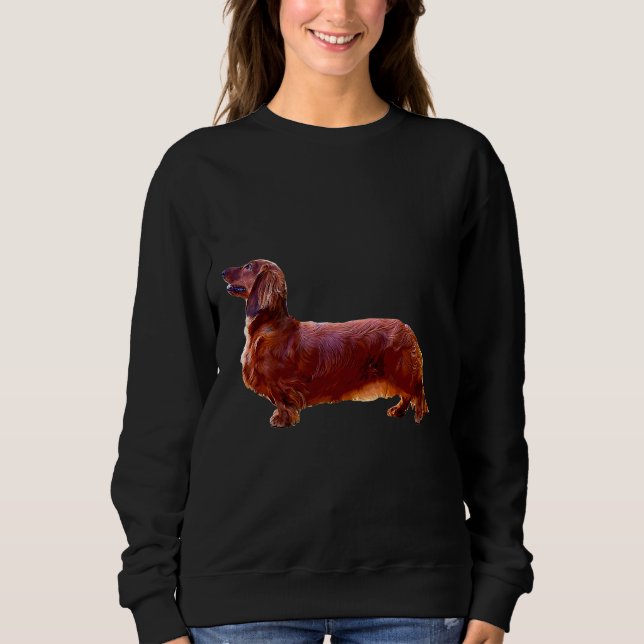 Dackel Langhaariger Mini Schattierter Rothund Sweatshirt (Vorderseite)