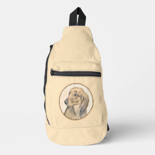 Dackel Langhaariges Rotes Gemälde Original Hundkun Crossbody Bag