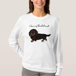 Dackel-langhaariges Schwarzes und TAN T-Shirt
