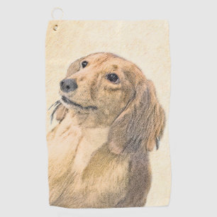 Dackel (längliche Malerei) - Original Hundekunst Golfhandtuch