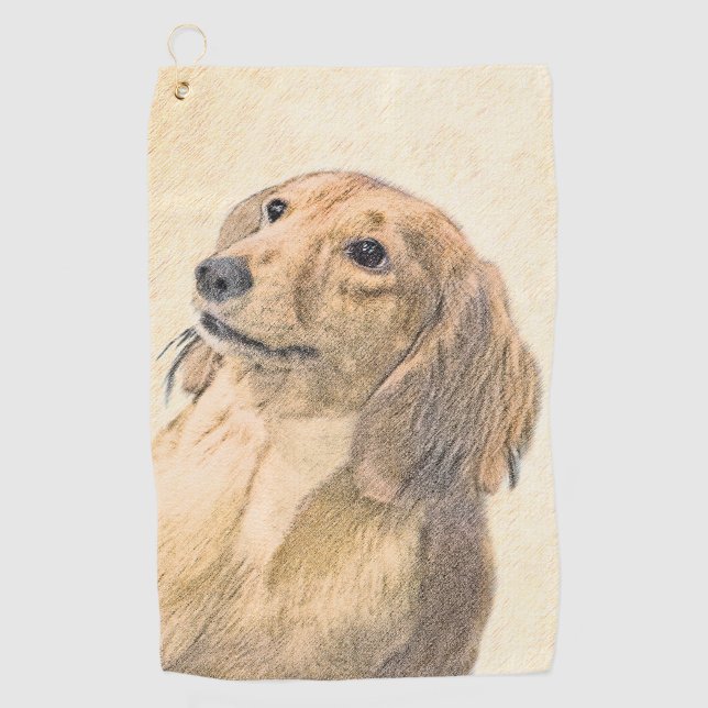 Dackel (längliche Malerei) - Original Hundekunst Golfhandtuch (Vorderseite)