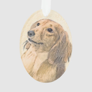 Dackel (längliche Malerei) - Original Hundekunst Ornament