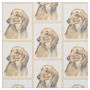 Dackel (längliche Malerei) - Original Hundekunst Stoff