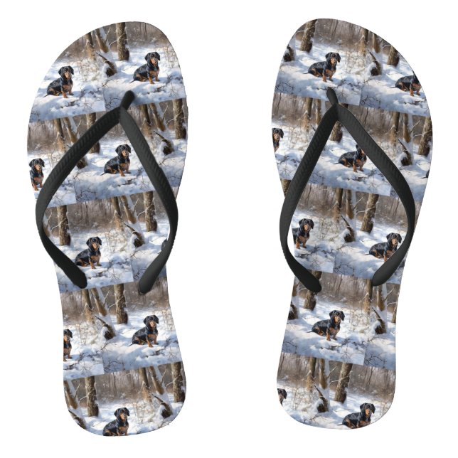 Dackel lässt es Weihnachten schneien Flip Flops (Fußbett)