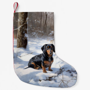Dackel lässt es Weihnachten schneien Kleiner Weihnachtsstrumpf