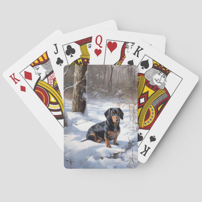 Dackel lässt es Weihnachten schneien Spielkarten (Rückseite)