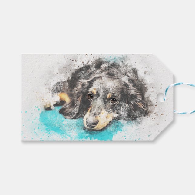 Dackel Liebe Geschenkanhänger (Vorderseite (Horizontal))