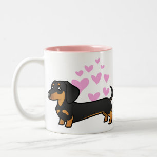 Dackel-Liebe (glatter Mantel) Zweifarbige Tasse