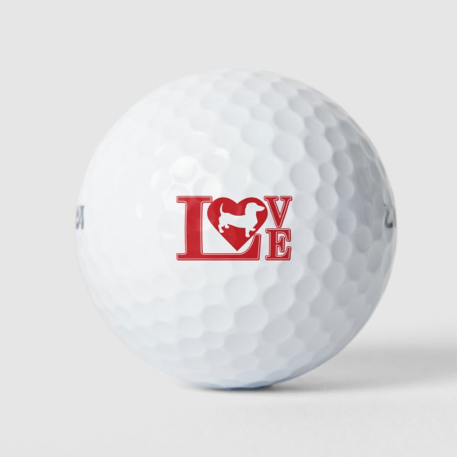 Dackel Liebe Herz Golfball (Vorderseite)