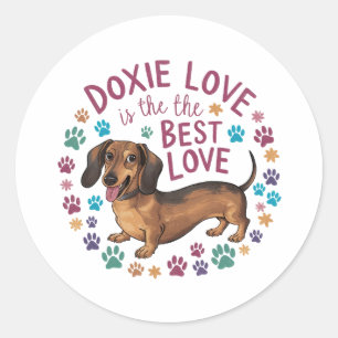 Dackel Liebe ist die beste Liebe Runder Aufkleber