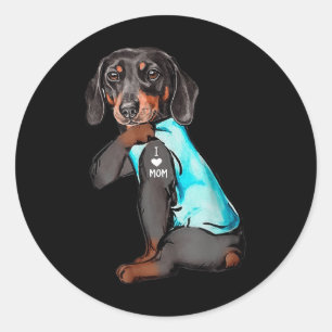 Dackel Liebe Mama Tattoo Hund Liebhaber Runder Aufkleber