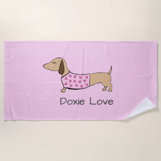 Dackel Liebe Pink Polka Dot Poolside Geschenk Strandtuch