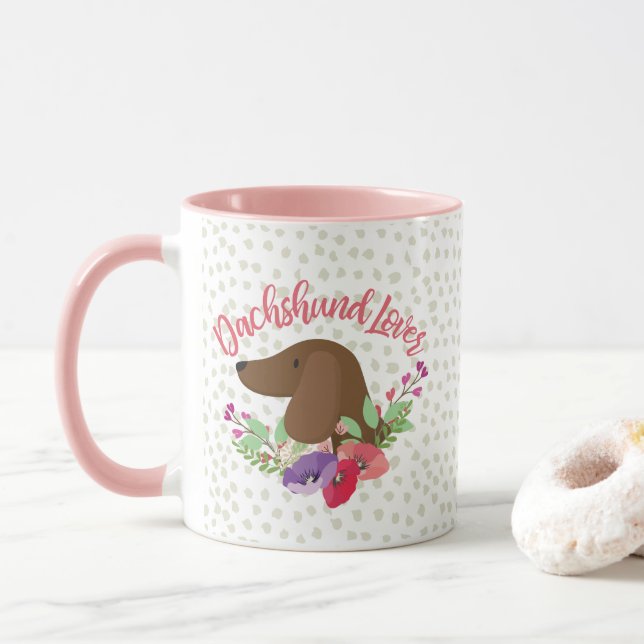 Dackel-Liebhaber-Dackel-niedliche mit Tasse (Mit Donut)