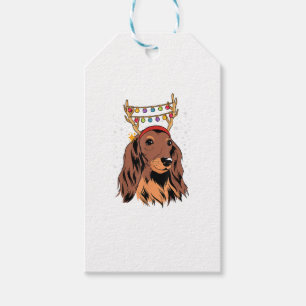 Dackel Long Hair Rentier Weihnachtsbaumleuchten Geschenkanhänger