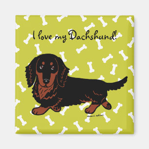 Dackel Long Hairs Black and Tan Magnet