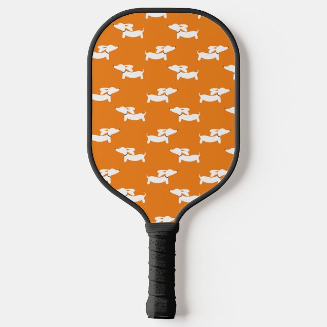 Dackel Love Pickleball Orange Pickleball Schläger (Rückseite)