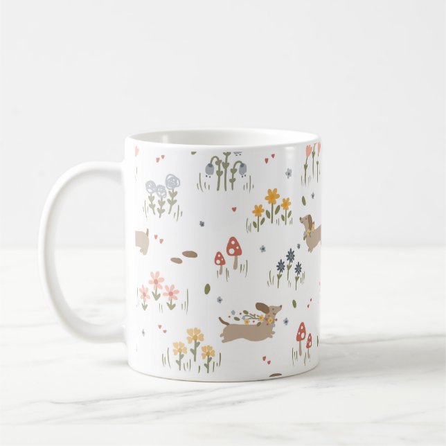 Dackel Lover Dog liebt Wildblume Kaffee Kaffeetasse (Links)
