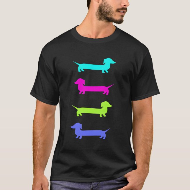 Dackel Lover farbenfrohe Dackeln für Christus T-Shirt (Vorderseite)