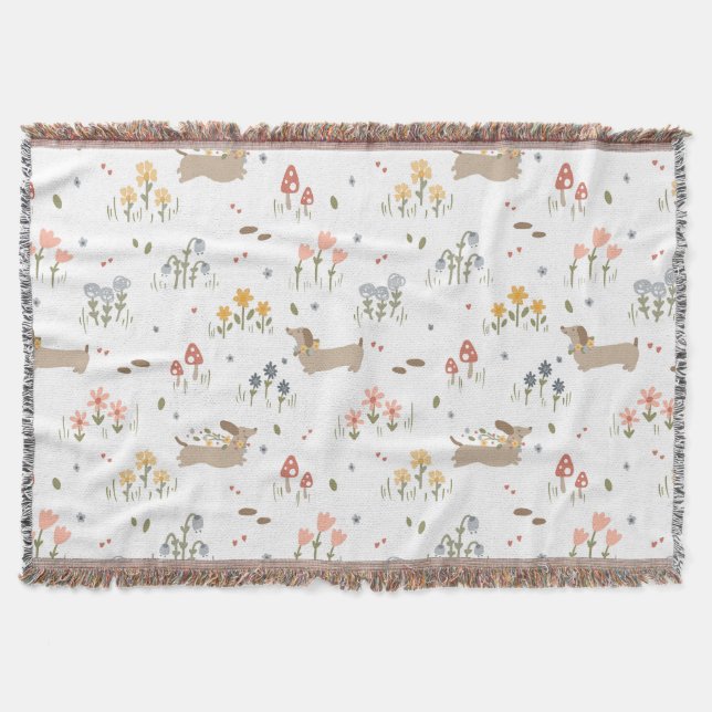 Dackel Lover Weiner Hunde Wurst Hunde Wildblume Decke (Vorderseite)
