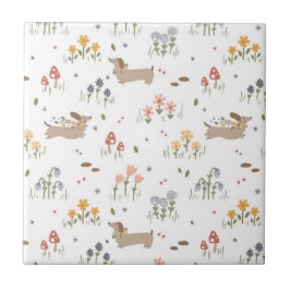 Dackel Lover Weiner Hunde Wurst Hunde Wildblume Fliese