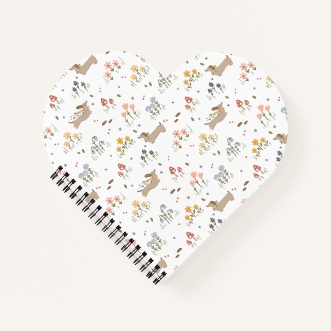 Dackel Lover Weiner Hunde Wurst Hunde Wildblume Notizbuch (Vorderseite)