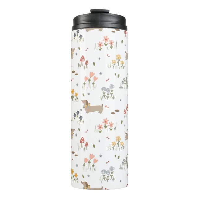Dackel Lover Weiner Hunde Wurst Hunde Wildblume Thermosbecher (Vorderseite)