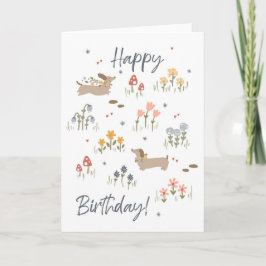 Dackel Lovers Happy Birthday Floral Card Dankeskarte