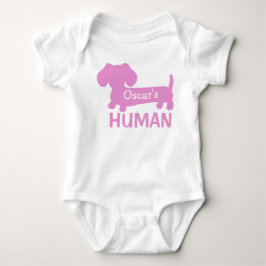 Dackel Mädchen Mensch Personalisiert in Rosa Baby Strampler