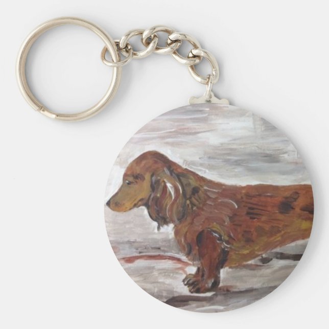 Dackel Malen Schlüsselkette von Willowcatdesigns Schlüsselanhänger (Vorne)