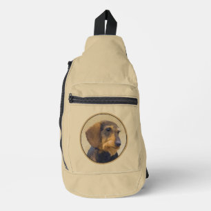 Dackel Malen von Drahthaarfalten, Schwarz & Tan Hu Crossbody Bag