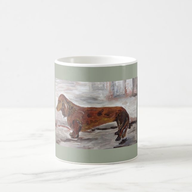 Dackel-Malerei-Tasse durch Willowcatdesigns Kaffeetasse (Mittel)