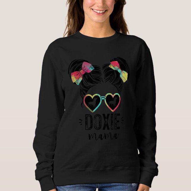 Dackel Mama Double Bun Dackel Hund Mama Sweatshirt (Vorderseite)