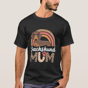 Dackel Mama Mommy Hund Mama Regenbogen Leopard T-Shirt