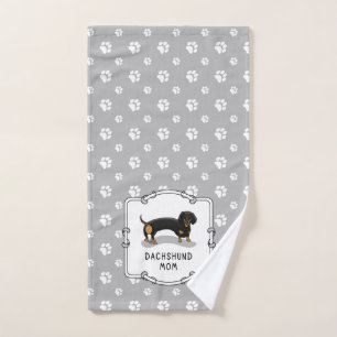 Dackel Mama (S schwarz & tan) - Niedliche Hundemut Badhandtuch Set