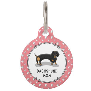 Dackel Mama (S schwarz & tan) - Niedlicher Hund Haustiermarke