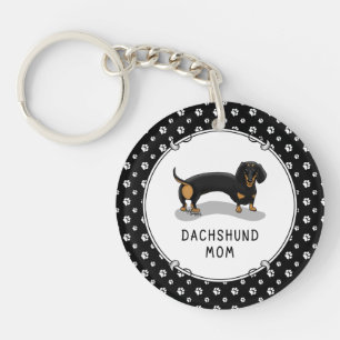 Dackel Mama (S schwarz & tan) - Niedlicher Hund Schlüsselanhänger