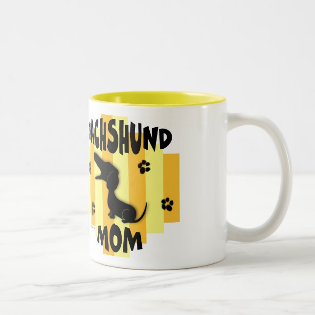 Dackel-Mama-Tasse Zweifarbige Tasse (Rechts)