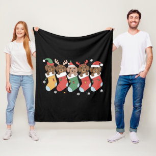 Dackel Mama Weihnachten Hund viel Geschenk Neues J Fleecedecke
