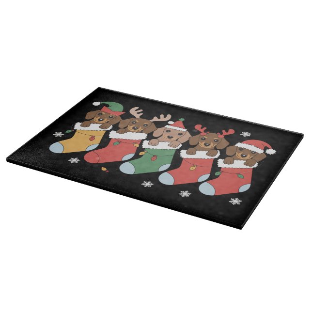 Dackel Mama Weihnachten Hund viel Geschenk Neues J Schneidebrett (Ecke)